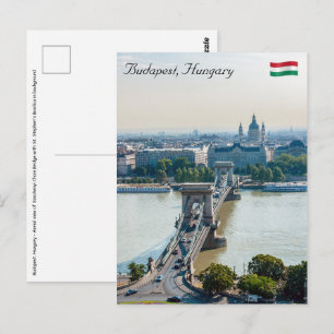Postal Vista aérea del Puente de la Cadena - Budapest, Hu