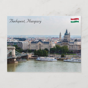 Postal Vista aérea del Puente de la Cadena - Budapest, Hu