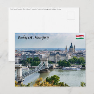 Postal Vista aérea del Puente de la Cadena en Budapest, H