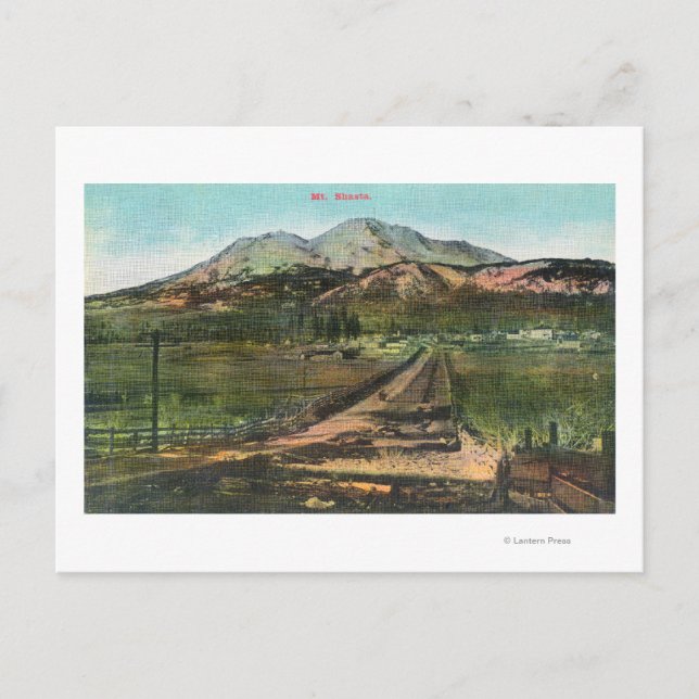 Postal Vista aérea del valle y del monte Shasta (Anverso)