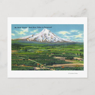 Postal Vista aérea del valle y la montaña de Hood River