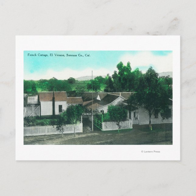 Postal Vista aérea exterior de la cabaña francesa (Anverso)