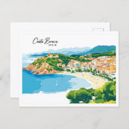 Postal Vista aérea Ilustracion de Arte de Costa Brava Esp