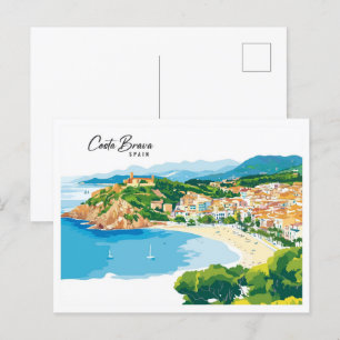 Postal Vista aérea Ilustracion de Arte de Costa Brava Esp
