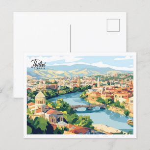 Postal Vista aérea Tbilisi Georgia Ilustracion Viajes
