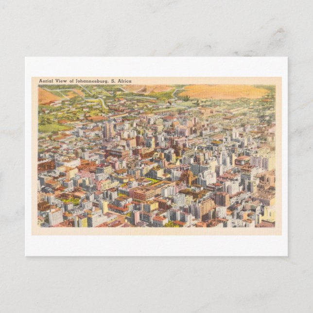 Postal Vista aérea vintage de Johannesburgo (Anverso)