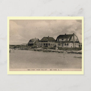 Postal Vista al mar, isla de incendios, Nueva York Vintag