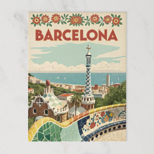 Postal Vista al Mosaico de Barcelona con el estilo Gaudí
