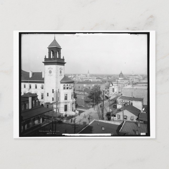 Postal Vista Cityscape de Jacksonville, FL 1904 Vintage (Anverso)