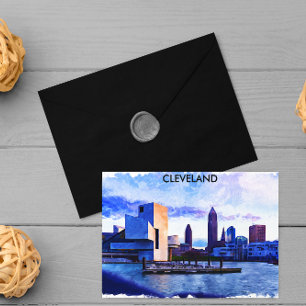 Postal Vista Cleveland Ohio Watercolor Cityscape