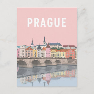 Postal Vista colorida del río en Praga