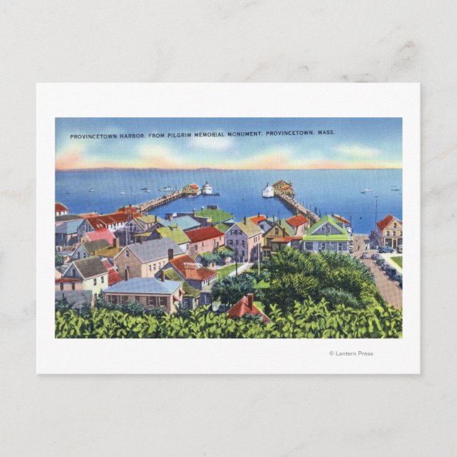 Postal Vista conmemorativa del peregrino al puerto (Anverso)