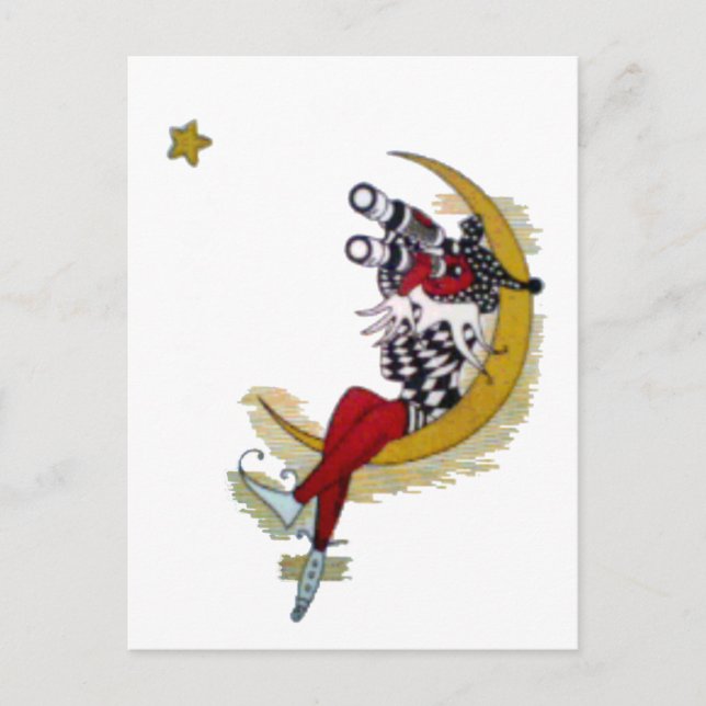 Postal Vista cósmica: El elfo en la aventura lunar (Anverso)