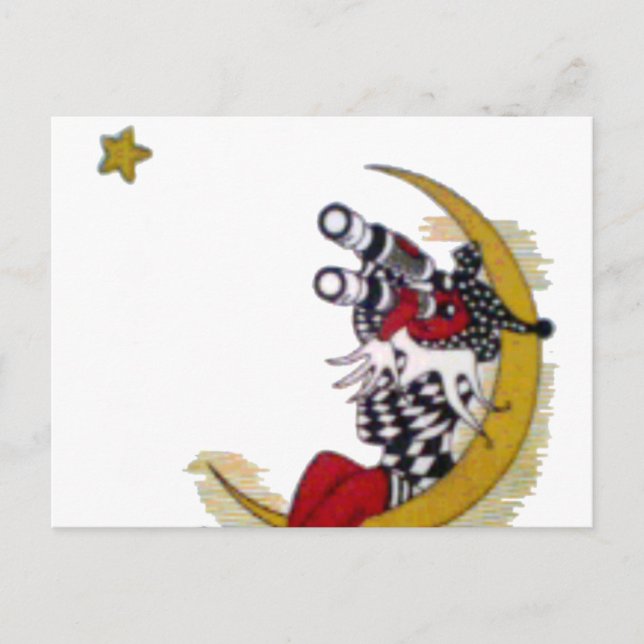 Postal Vista cósmica: El elfo en la aventura lunar (Anverso)