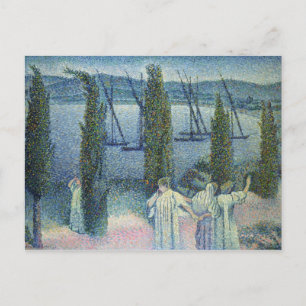 Postal Vista costera con cipreses, 1896