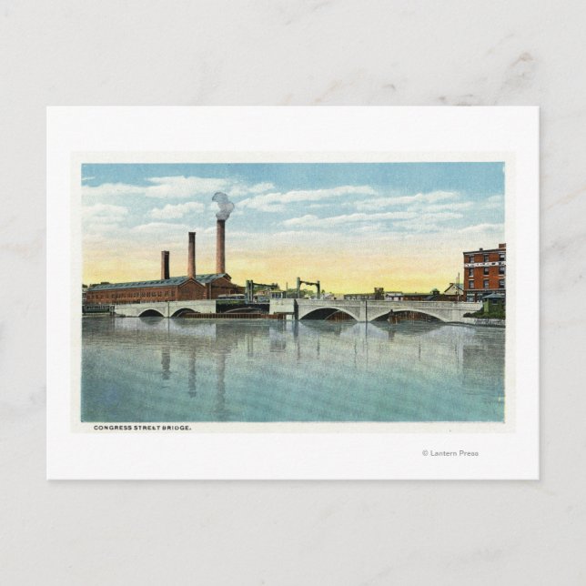 Postal Vista costera del puente Congress Street (Anverso)