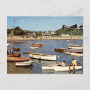 Postal Vista costera galesa vintage del puerto de Abersoc