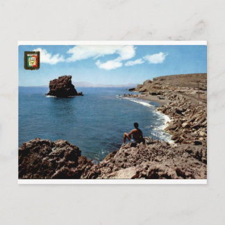Postal Vista costera vintage del Peñón del Cuervo en Mála