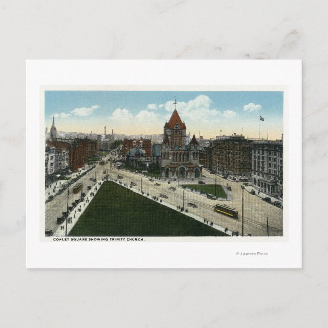 Postal Vista cuadrada de Copley de la Iglesia de la Trini (Anverso)