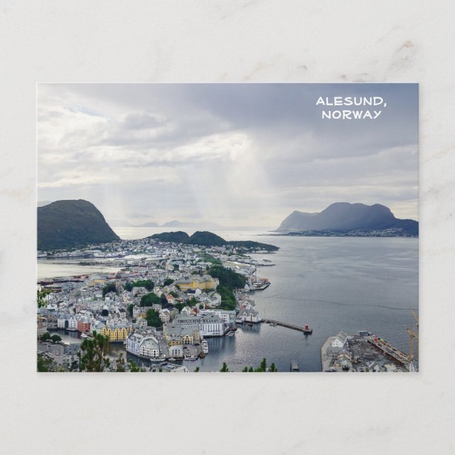 Postal Vista de Alesund, mar noruego, Noruega (Anverso)