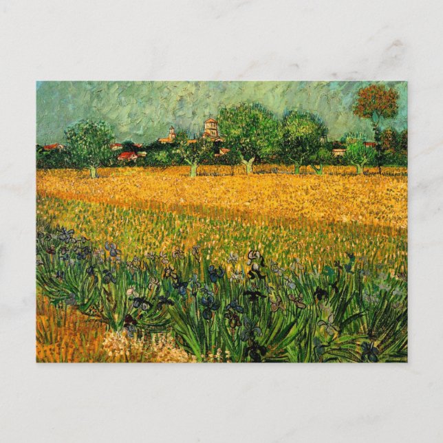 Postal Vista de Arles con irlandeses por Vincent van Gogh (Anverso)
