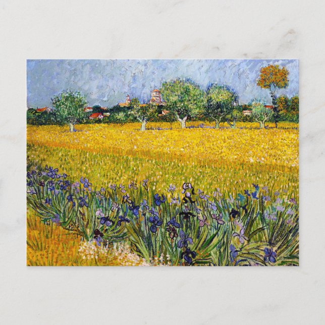 Postal Vista de Arles con pintura de Vincent van Gogh irl (Anverso)
