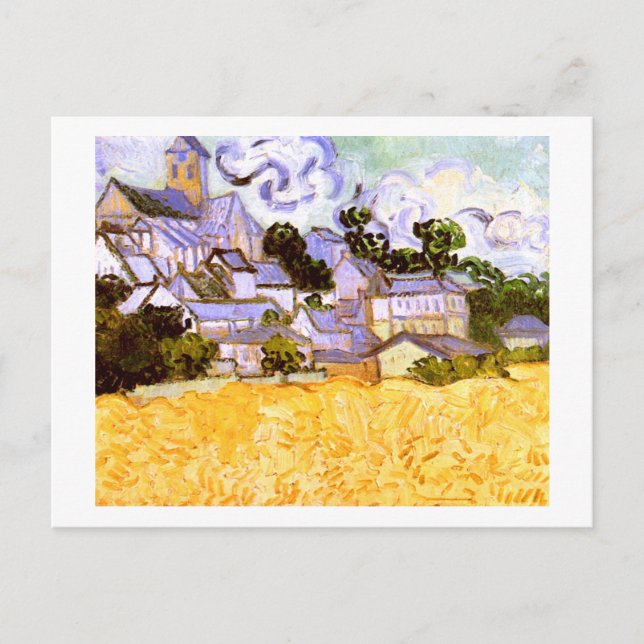 Postal Vista de Auvers con la iglesia Van Gogh Bella Arte (Anverso)
