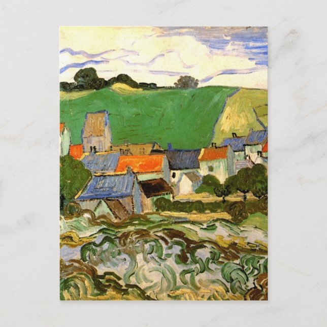 Postal Vista de Auvers (F799) Van Gogh Bella Artes (Anverso)