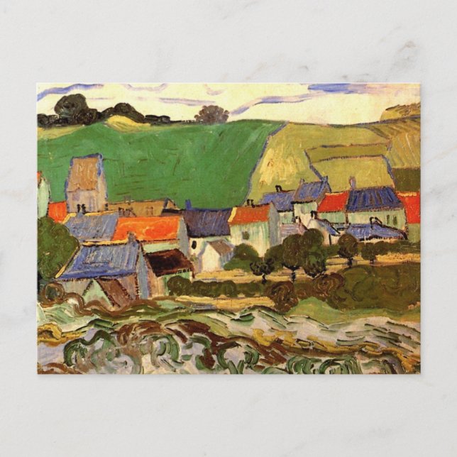 Postal Vista de Auvers por Vincent van Gogh (Anverso)