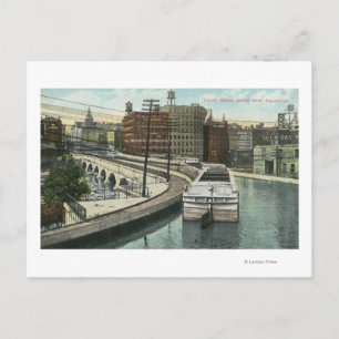Postal Vista de barcos de canal que pasan por el acueduct