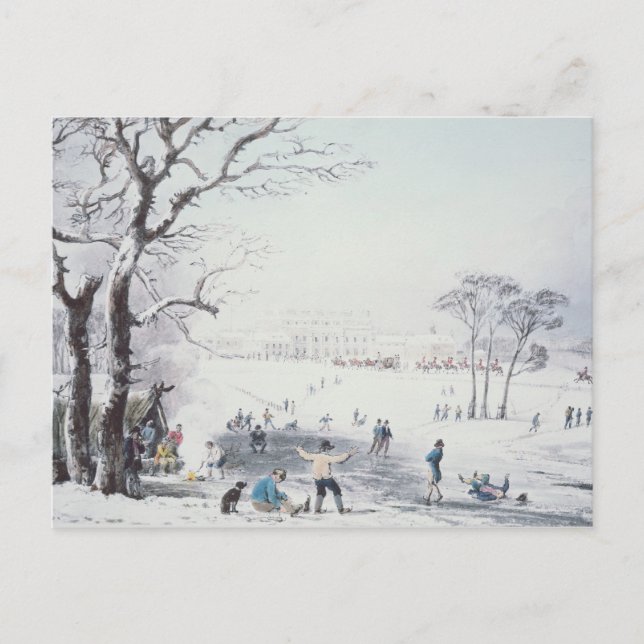 Postal Vista de Buckingham House, James Park en invierno (Anverso)