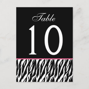 Postal Vista de cebra rosa y negra. 2 Número de tabla Bod