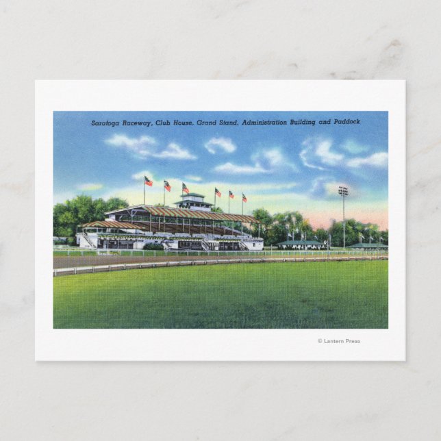 Postal Vista de circuito de Grand Stand, Club House, (Anverso)
