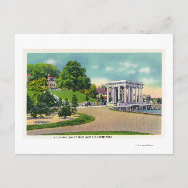 Postal Vista de Coles Hill y Plymouth Rock Portico (Anverso)