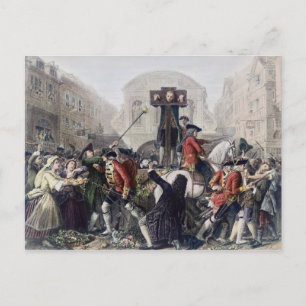 Postal Vista de Daniel Defoe en la picota en Temple Bar