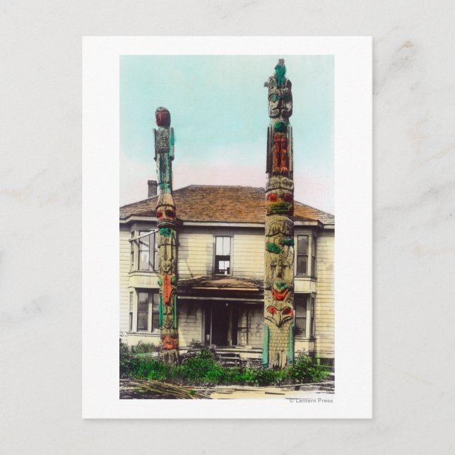 Postal Vista de dos TotempolesWrangell, AK (Anverso)