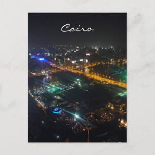Postal vista de El Cairo de noche
