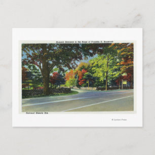 Postal Vista de entrada a la casa de FDR