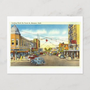 Postal Vista de época de Modesto, California,