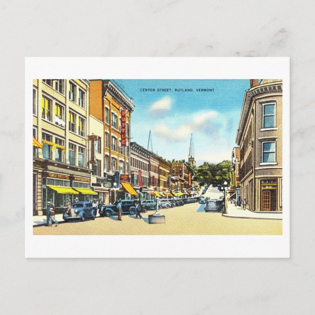 Postal Vista de época de Rutland, Vermont, (Anverso)