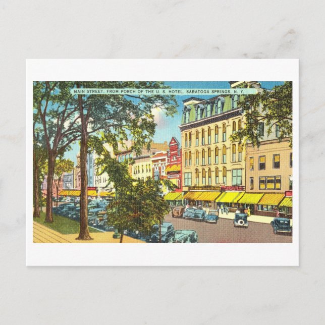 Postal Vista de época de Saratoga Springs, Nueva York, (Anverso)