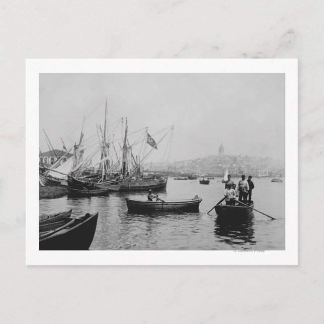 Postal Vista de Gálata en Estambul desde el puerto Sirkec (Anverso)