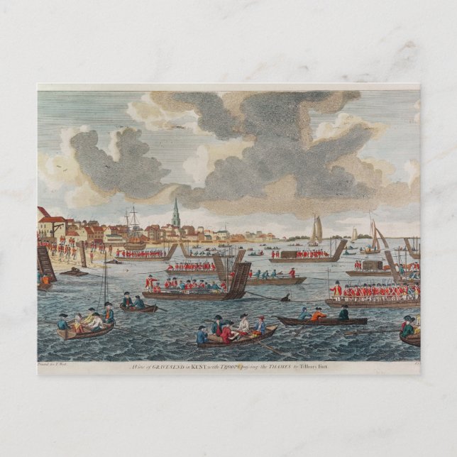 Postal Vista de Gravesend con tropas (Anverso)