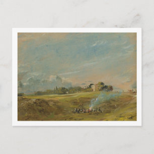 Postal Vista de Hampstead Heath, con figuras alrededor de