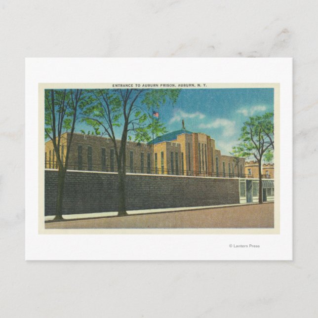 Postal Vista de ingreso a la prisión de Auburn (Anverso)