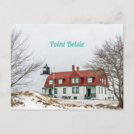 Postal Vista de invierno del faro Point Betsie
