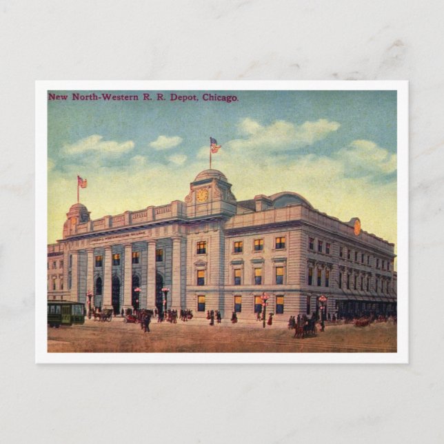 Postal Vista de la avenida de la avenida del ferrocarril  (Anverso)