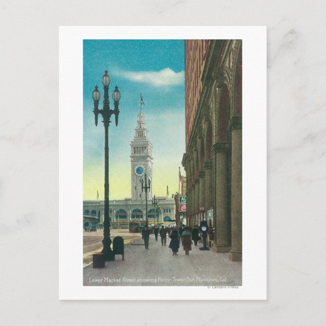 Postal Vista de la avenida del mercado inferior que muest (Anverso)