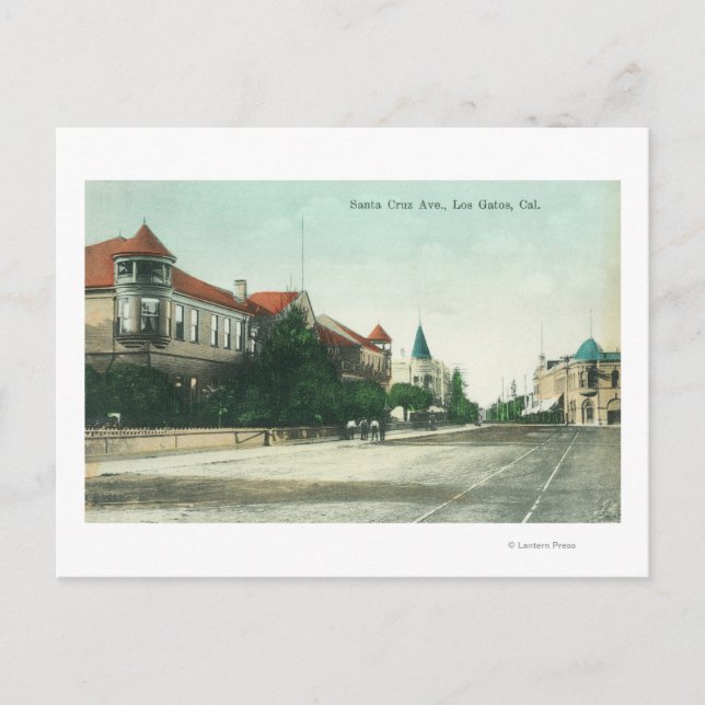 Postal Vista de la Avenida Santa Cruz, Los Gatos, CA (Anverso)