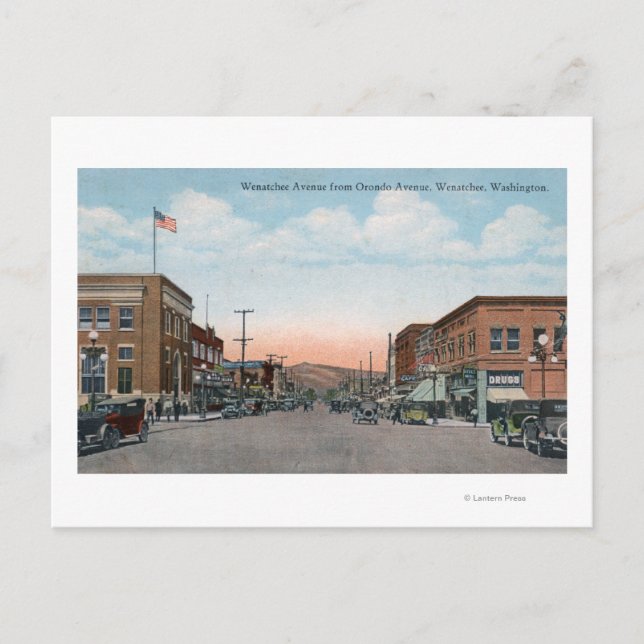 Postal Vista de la avenida Wenatchee desde la avenida Oro (Anverso)